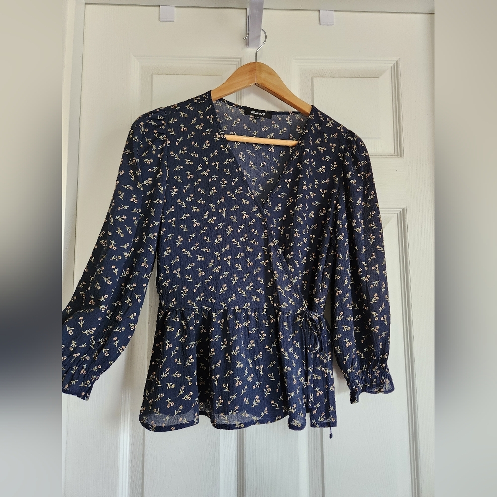 Madewell floral wrap blouse